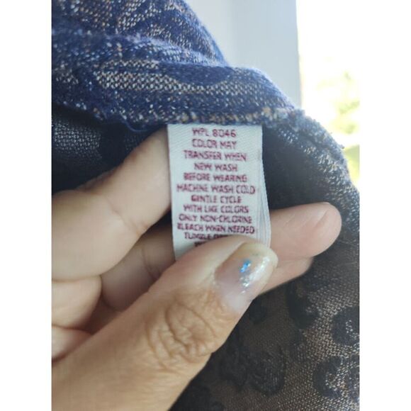 JM Collection Women Dark Blue w/Gold Floral Print Cotton Denim Jacket Blazer 16 - Picture 9 of 9